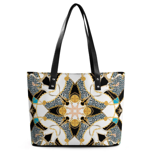 Geometric Medallion Leather Tote