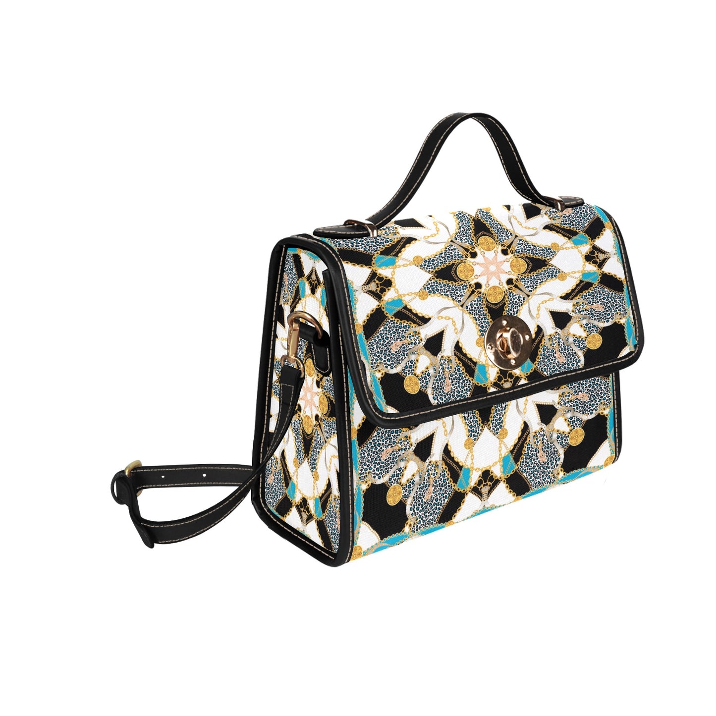 Geometric Medallion Lock Handbag