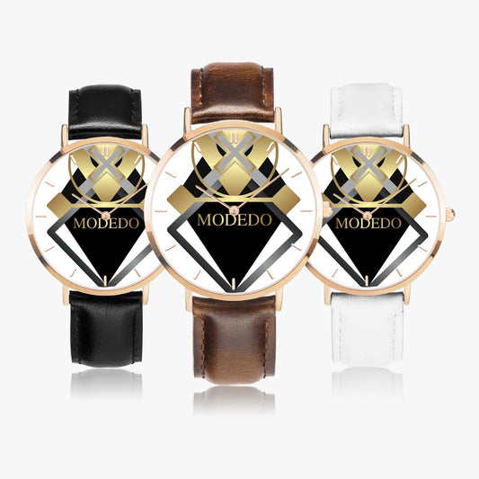 Unisex Genuine Leather Strap Watch