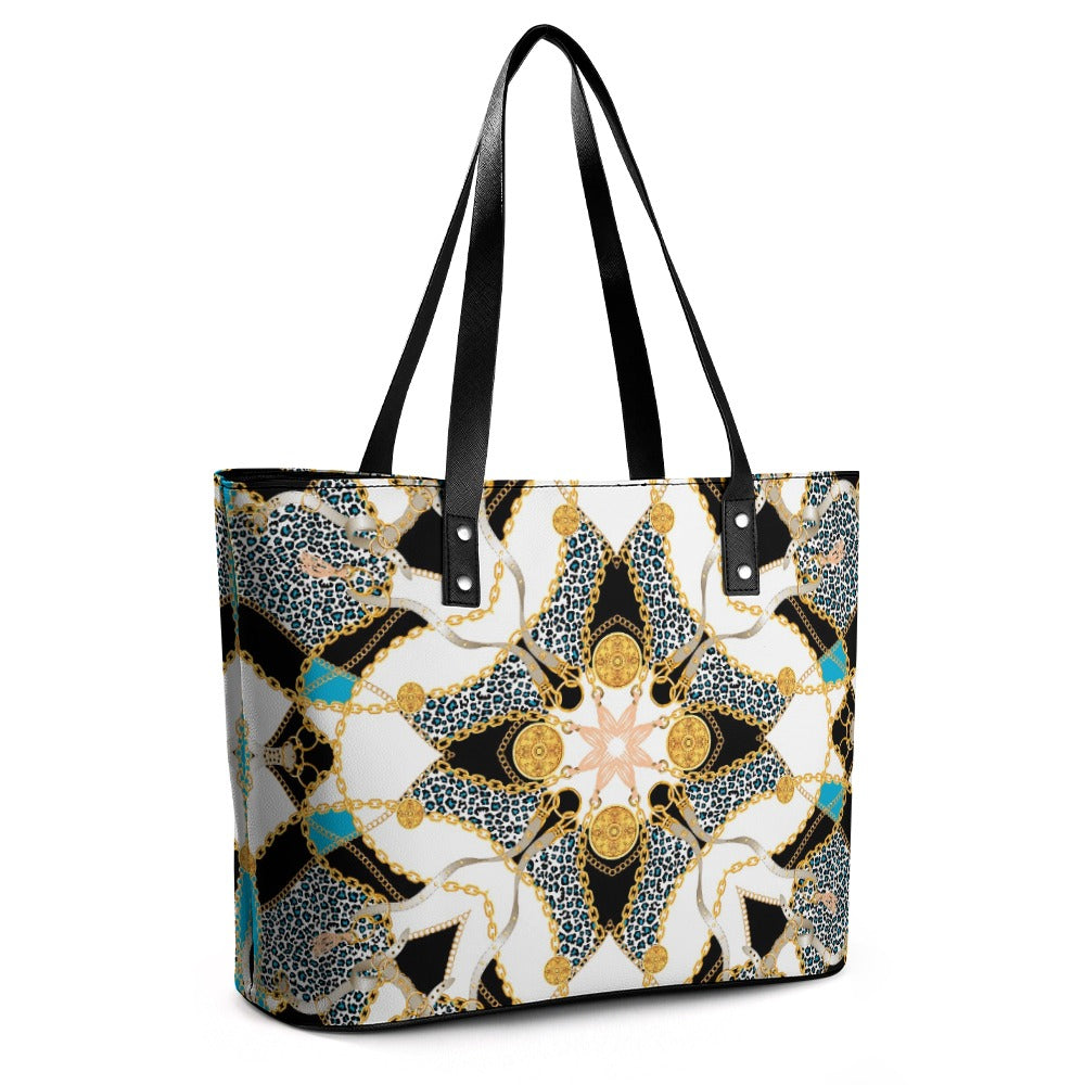 Geometric Medallion Leather Tote