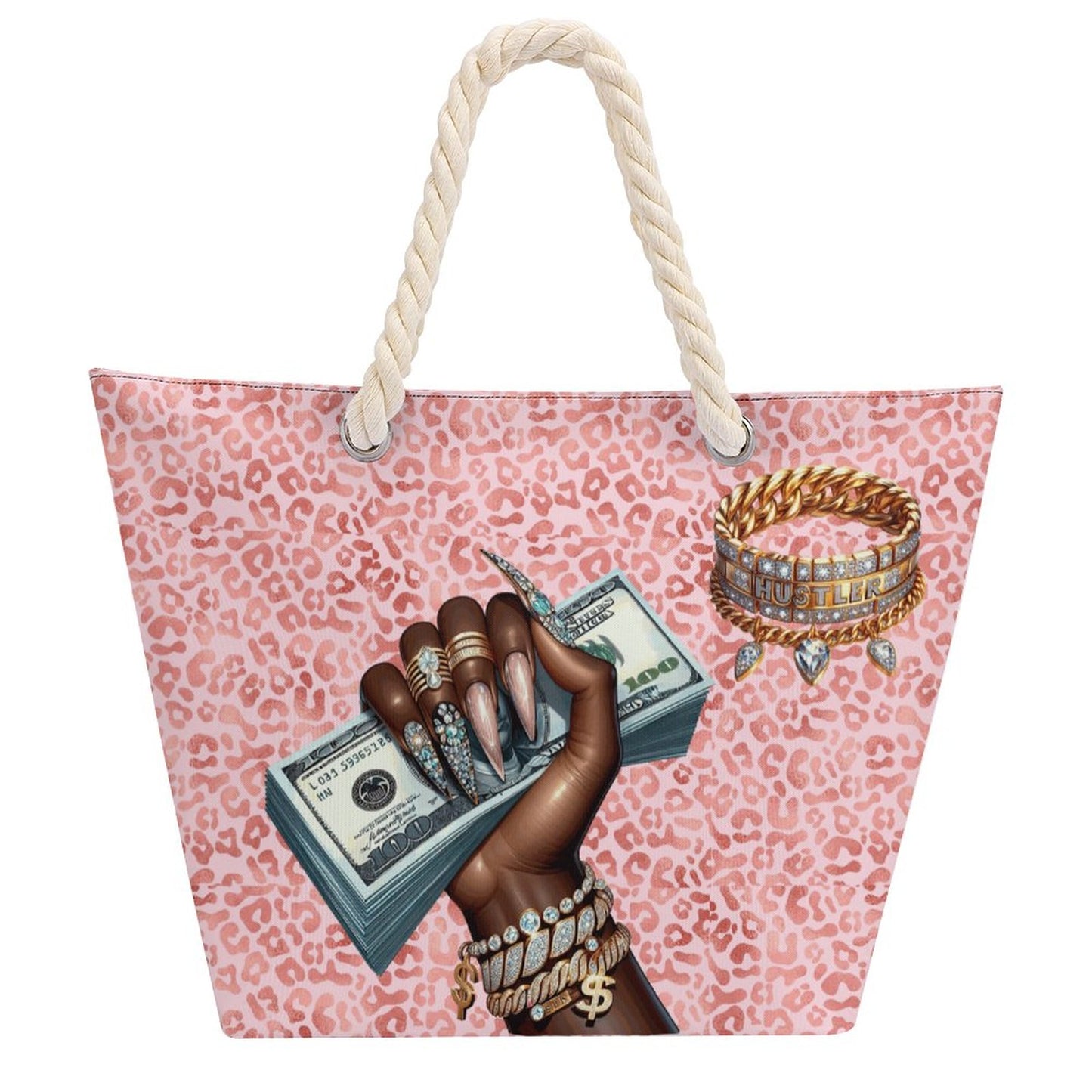 Hustle Leopards Rule Jute Tote Bag