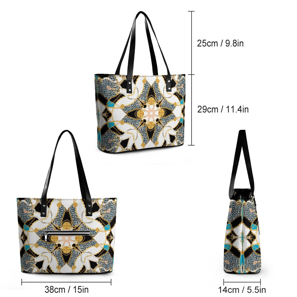Geometric Medallion Leather Tote