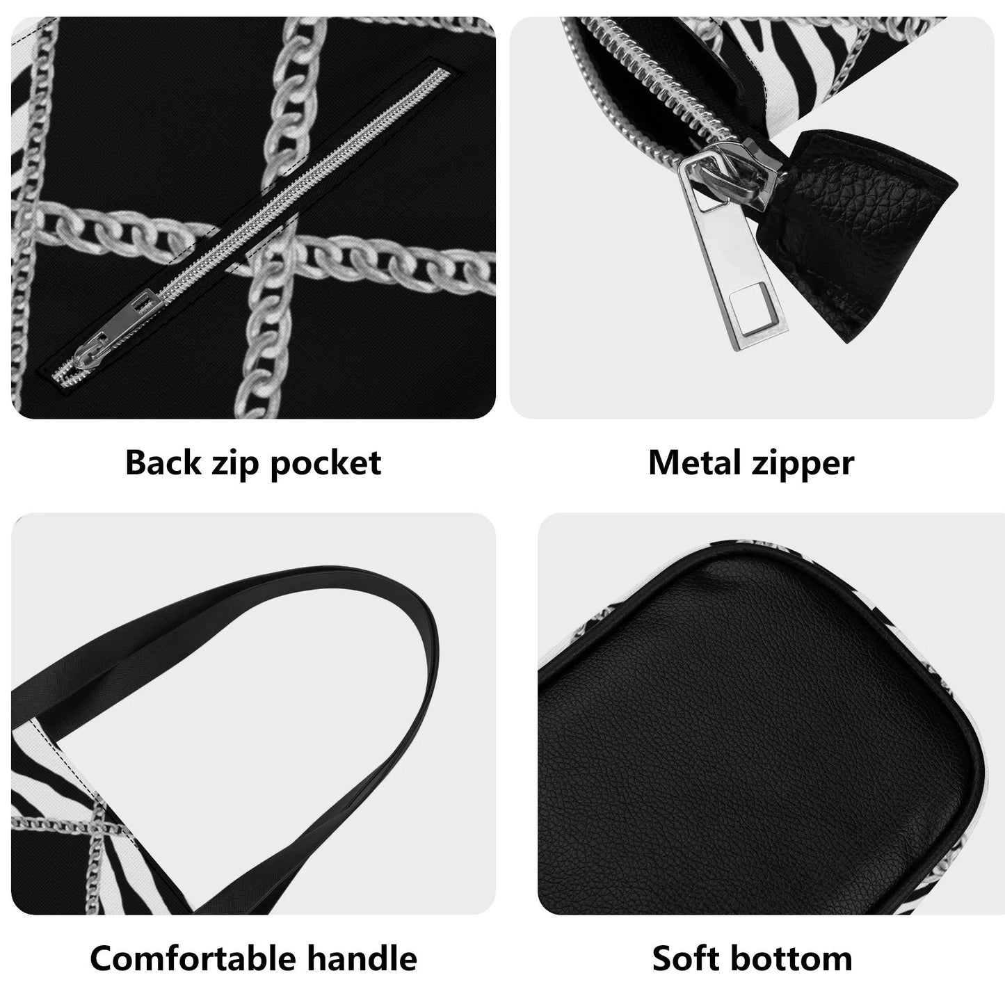 Luxe Zebra Chains Essentials Tote