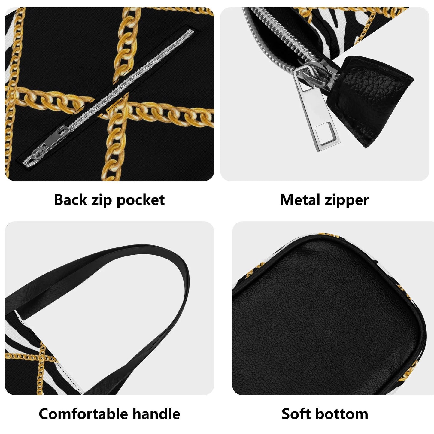 Luxe Zebra Chains Essentials Tote
