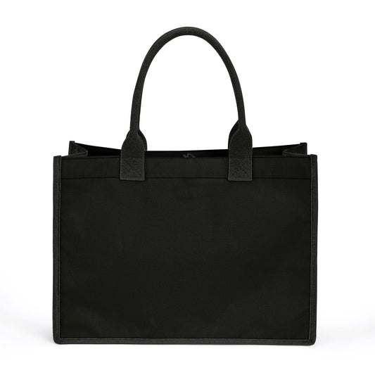 Floral M Initial Canvas Tote