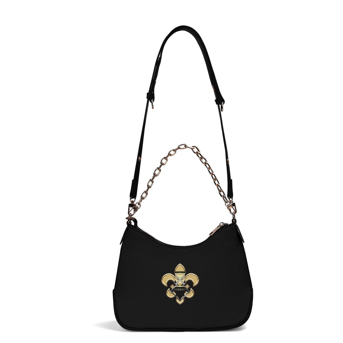 Leatherette Metal Chain Crossbody Handbag