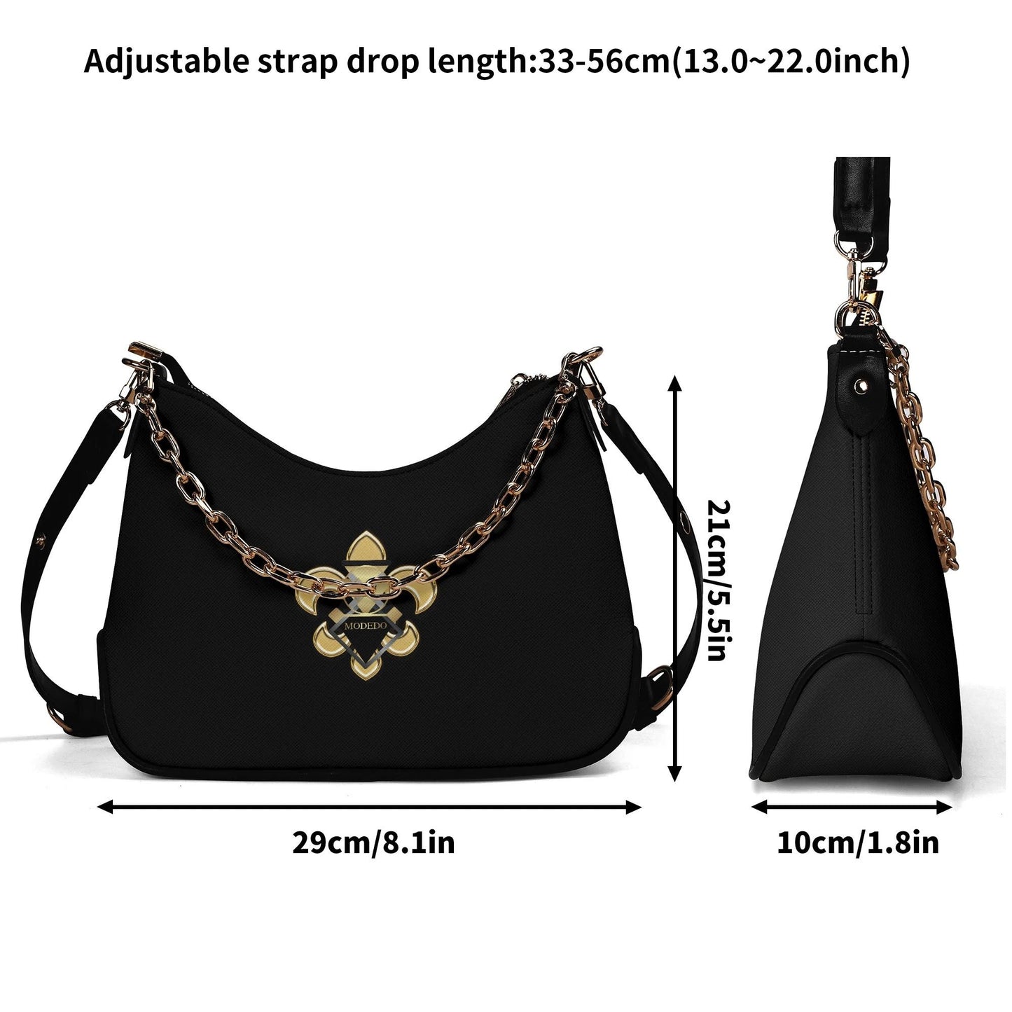 Leatherette Metal Chain Crossbody Handbag