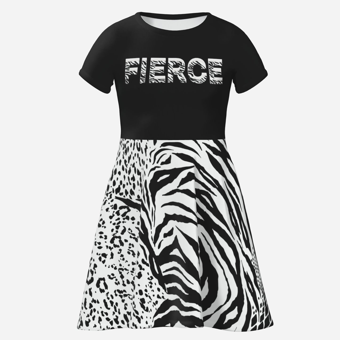 Zebra Geometric Striped T-Shirt Dress