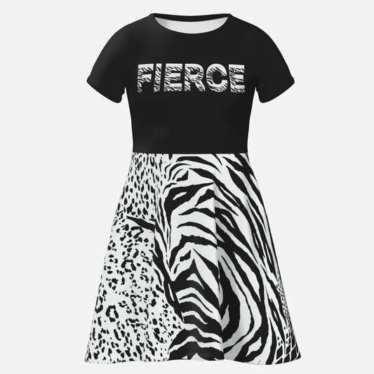 Zebra Geometric Striped T-Shirt Dress
