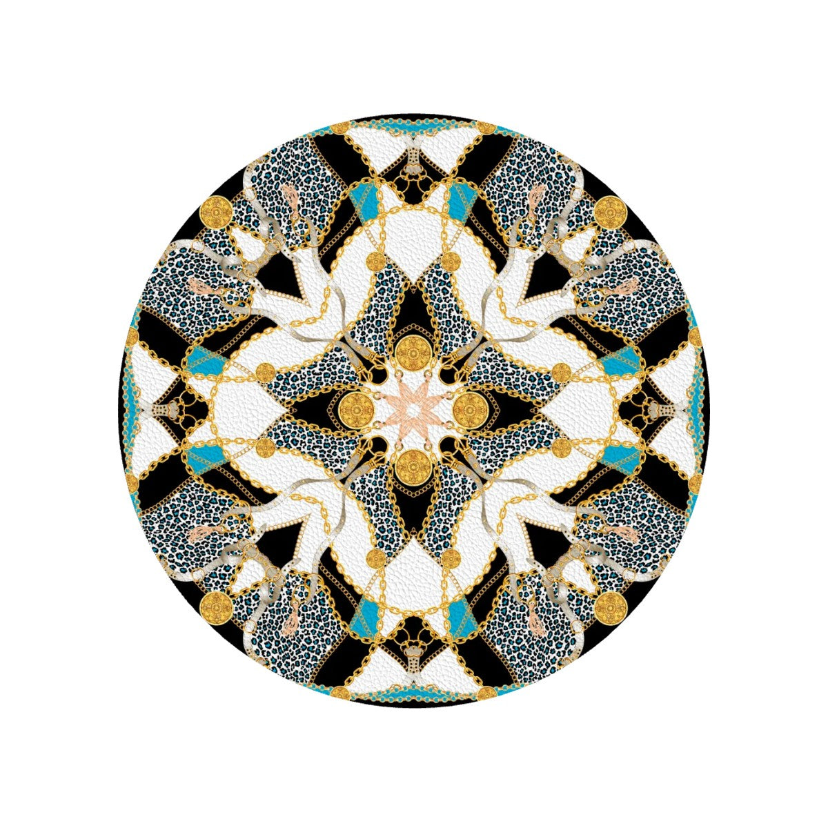 Geometric Round Leatherette Coasters 6 pcs