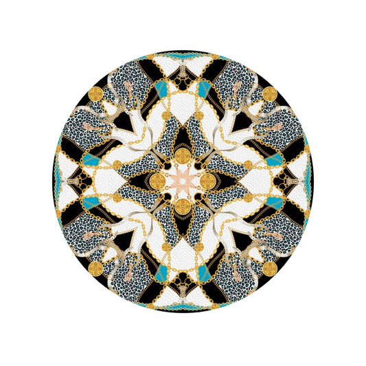 Geometric Round Leatherette Coasters 6 pcs