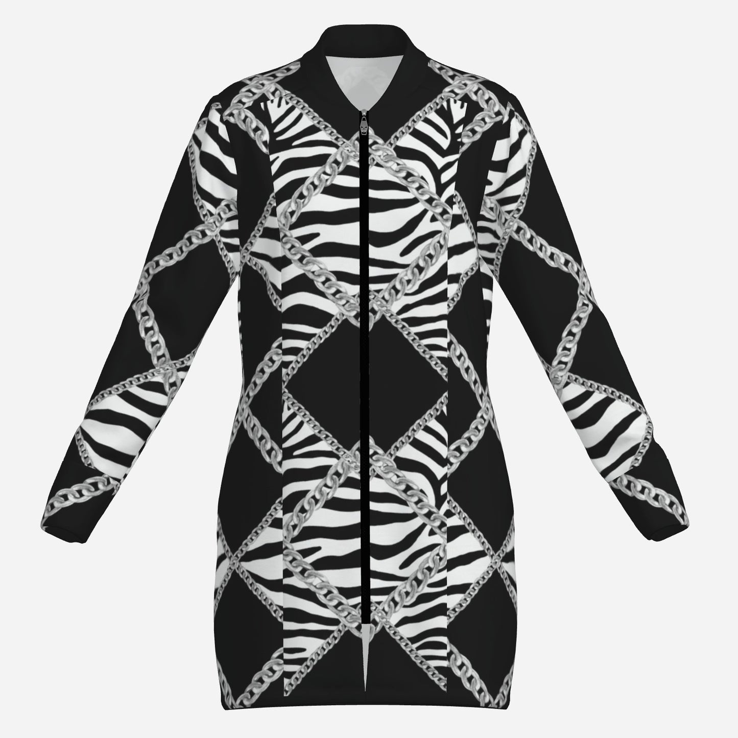 Zebra Chains Long Waist Jacket