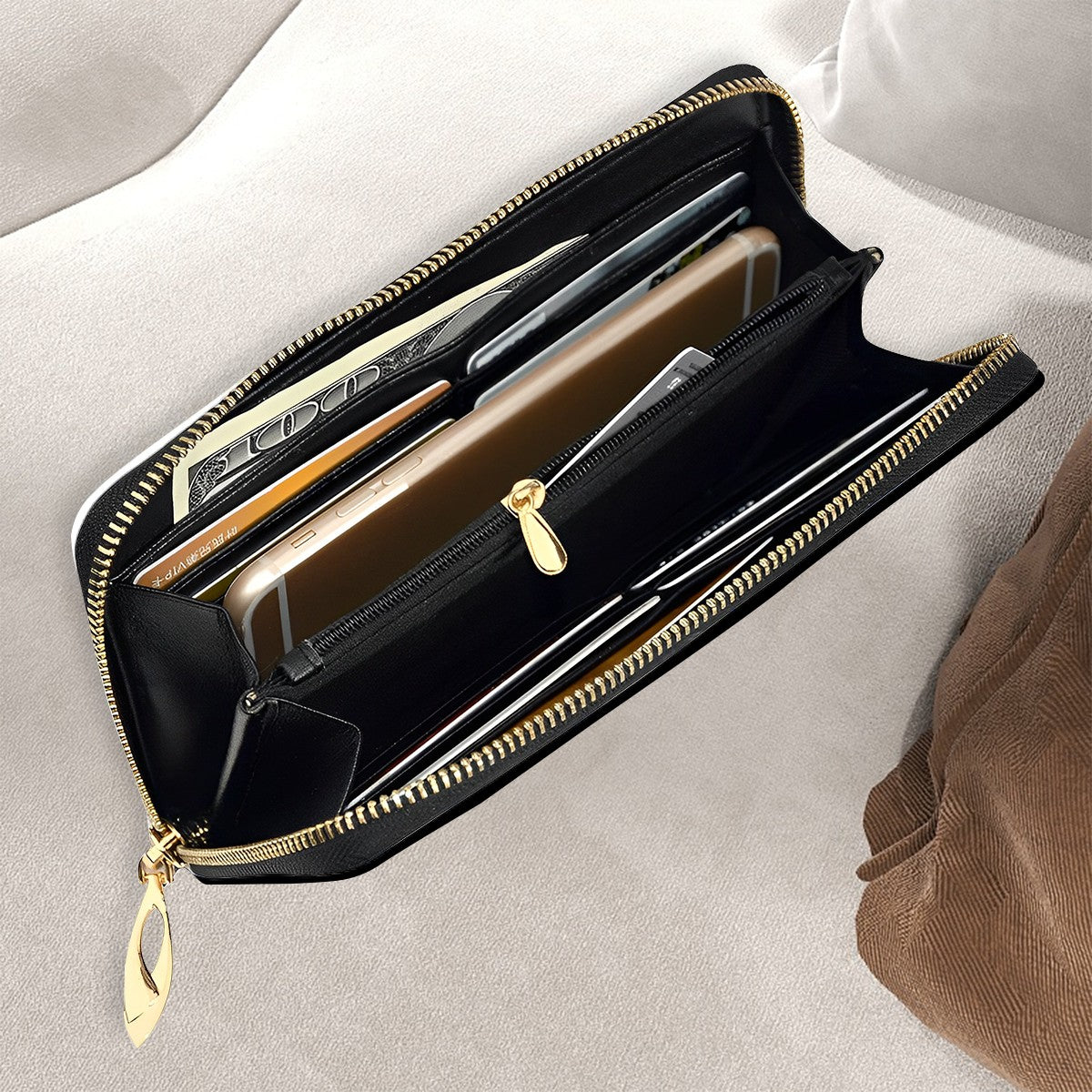 Leather Vertical Long Clutch Wallet