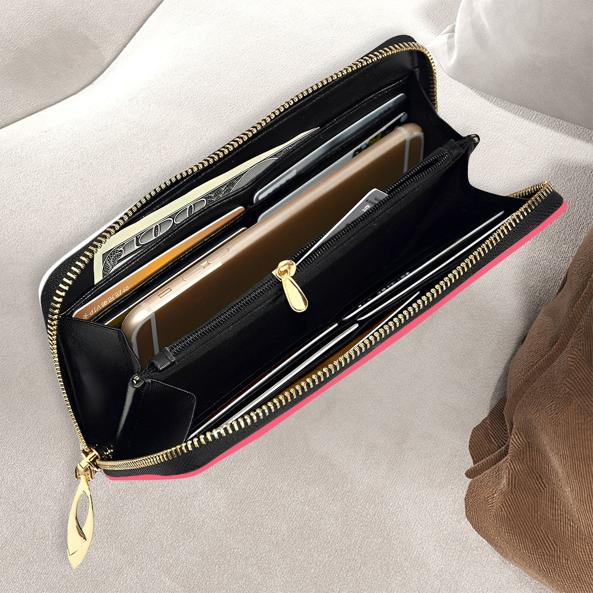 Leather Vertical Long Clutch Wallet