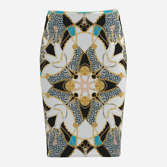 Geometric Medallion Pencil Skirt