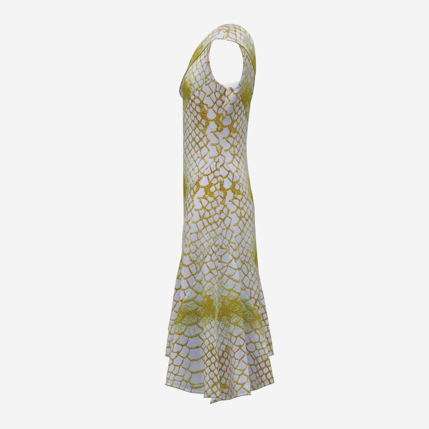 Gold White Shine Midi Dress