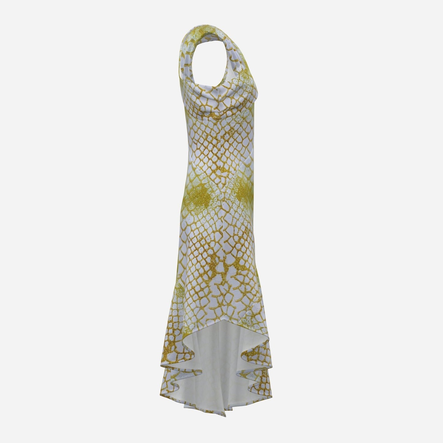 Gold White Shine Midi Dress