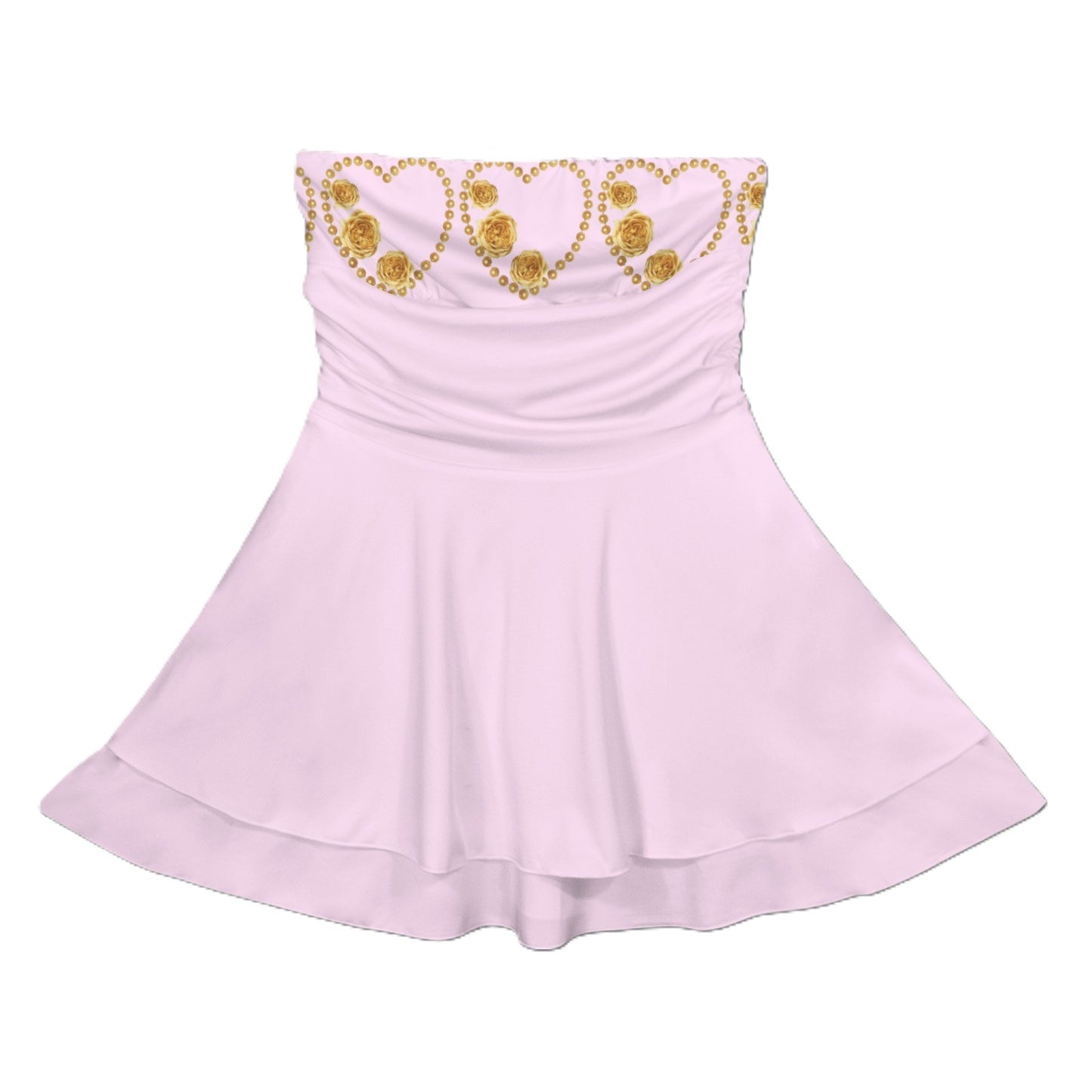 Gold Pearl Heart Sweetheart Strapless Dress