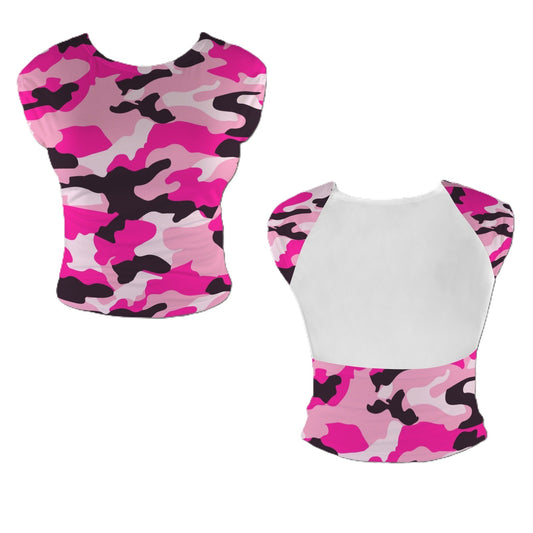 Ms Pink Camo Cut Out Back Top