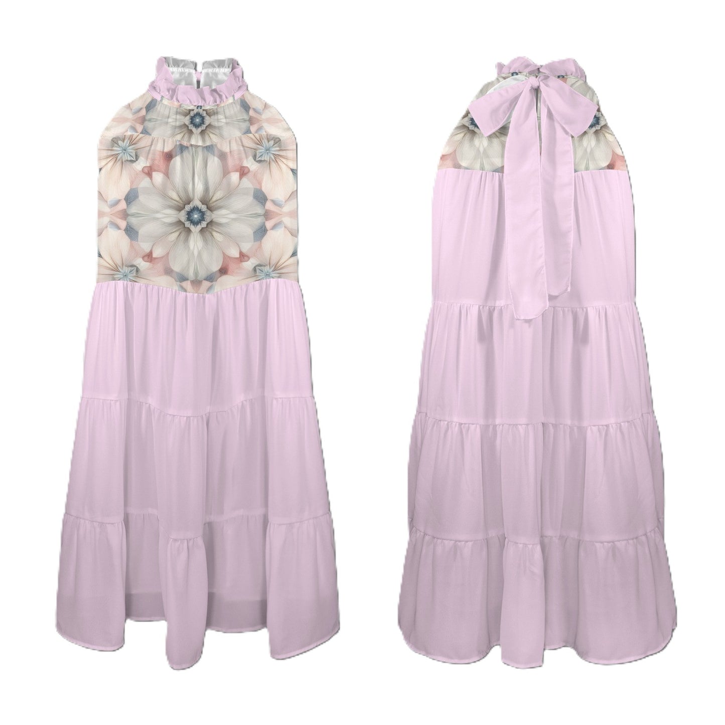 Floral Anime Geometric Halter Dress