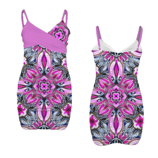 Anime Floral Wrap Bodycon Dress
