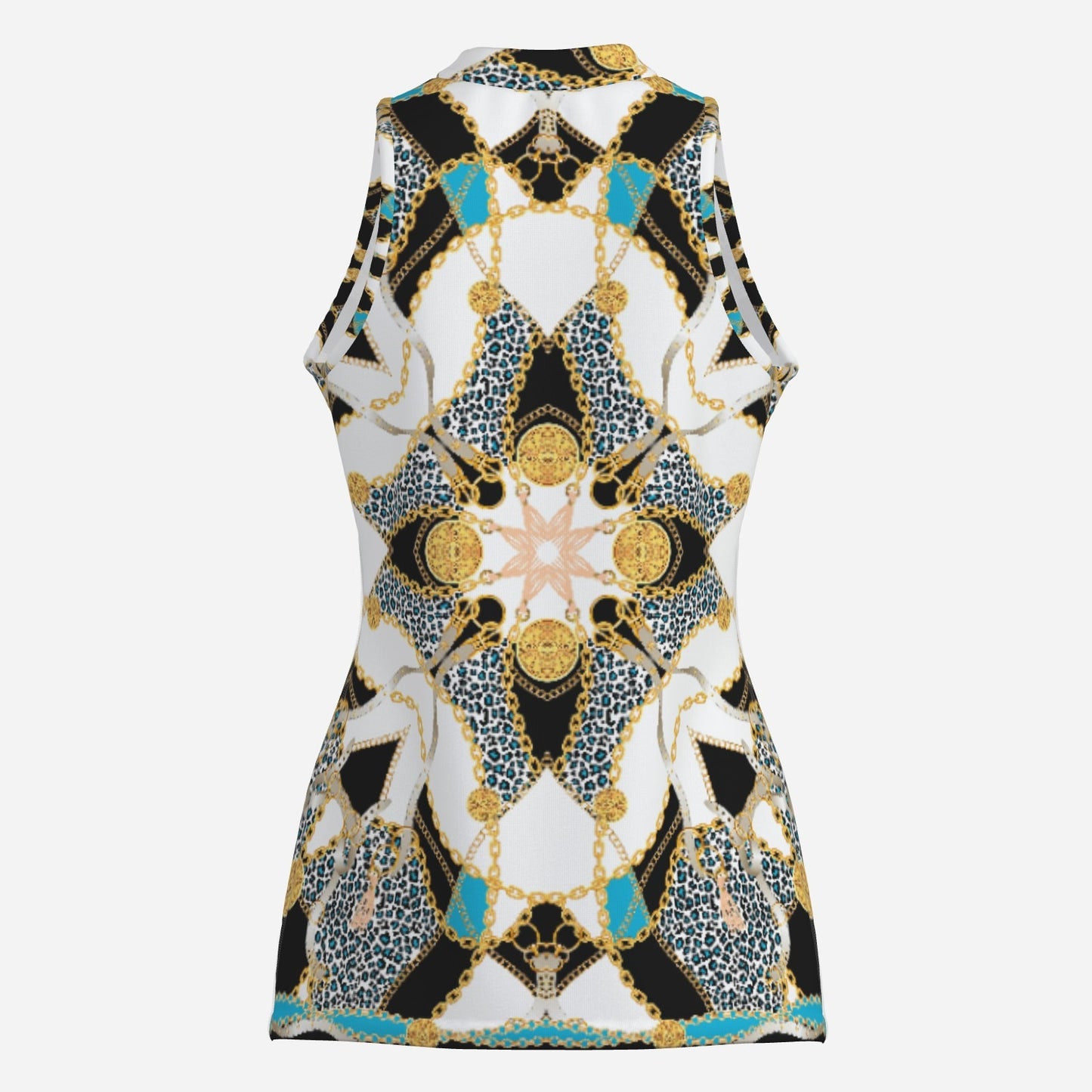 Geometric Sleeveless Keyhole Fashion Top