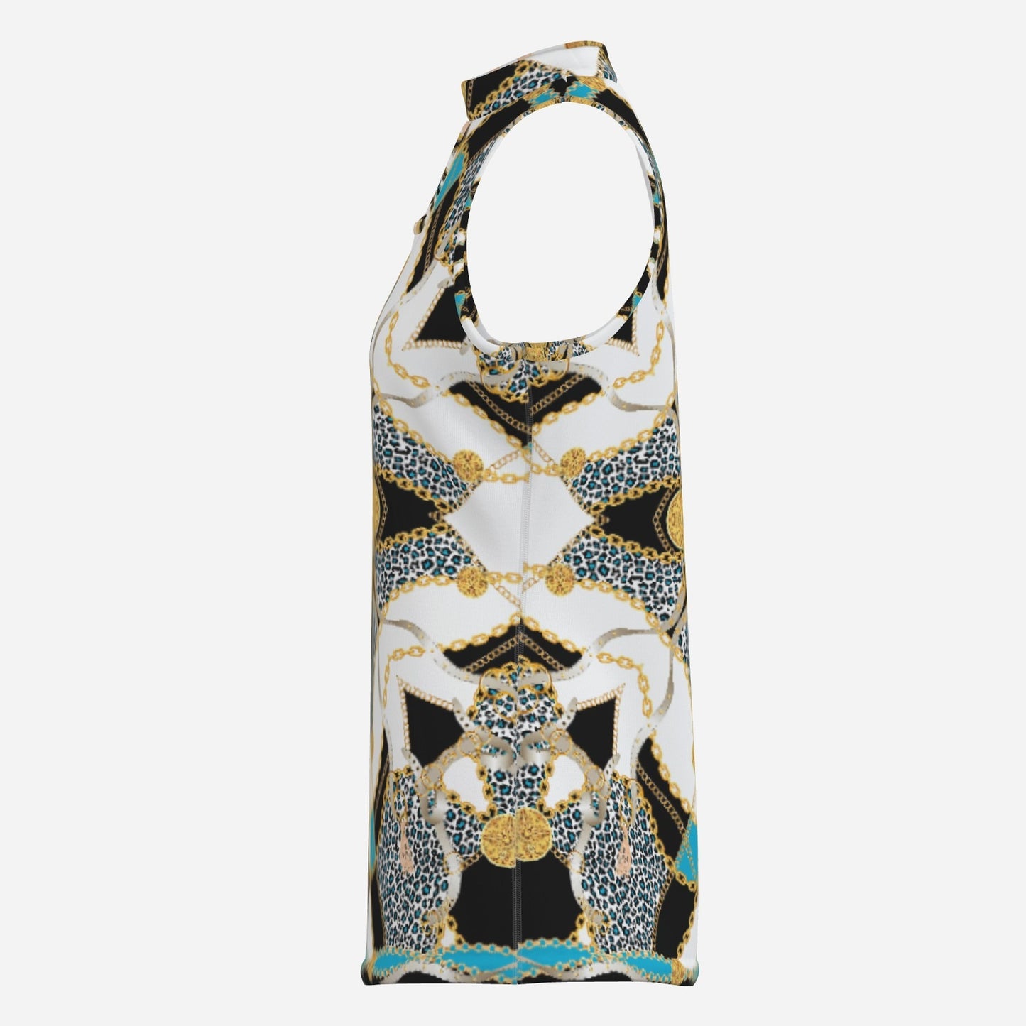 Geometric Sleeveless Keyhole Fashion Top