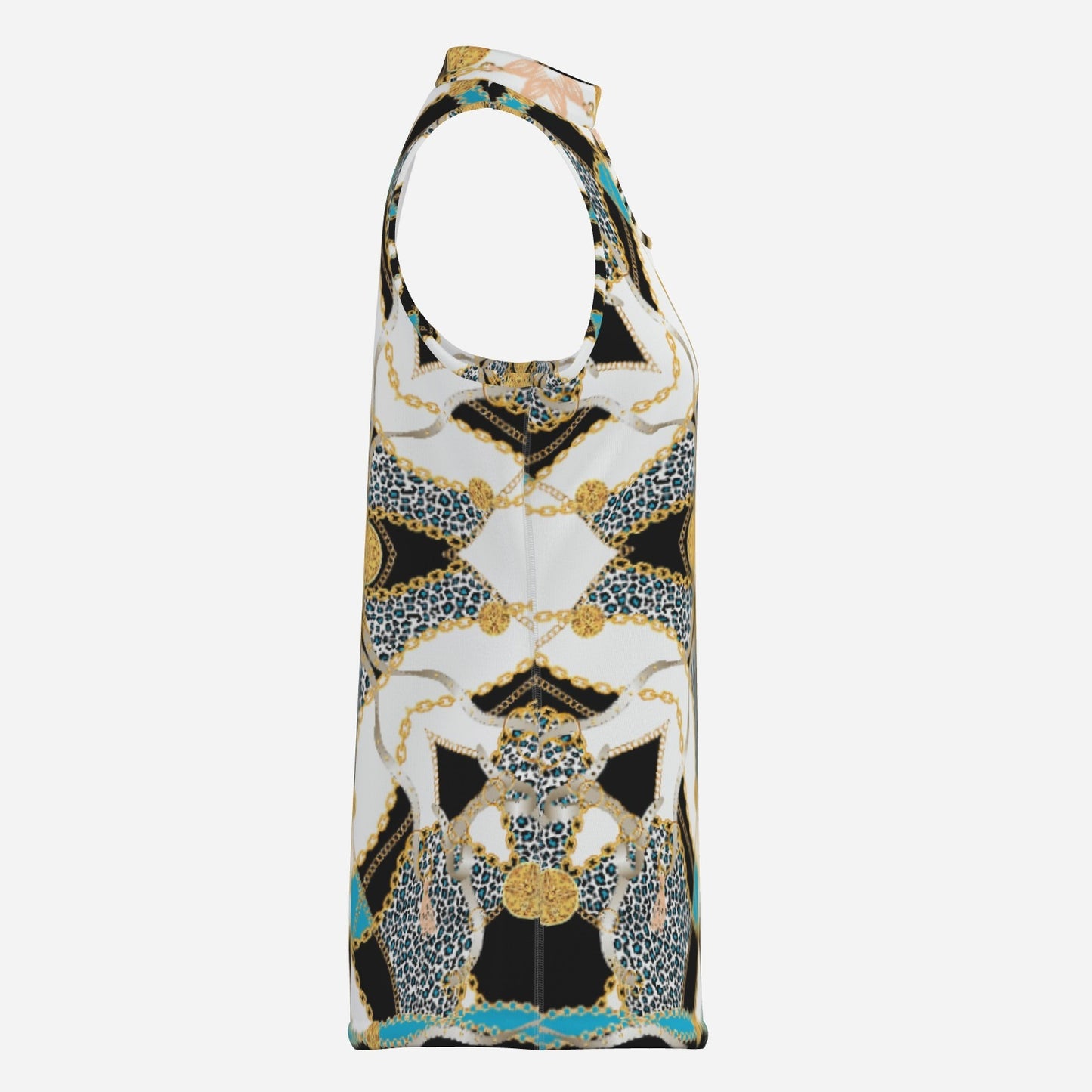 Geometric Sleeveless Keyhole Fashion Top