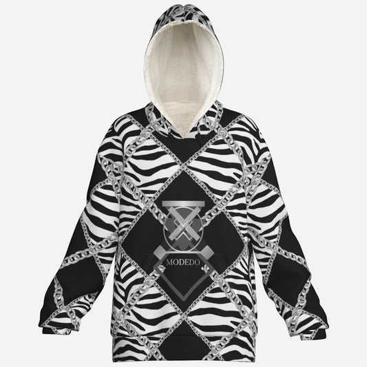 Zebra Chains Double Layer Fleece Lined Hoodie