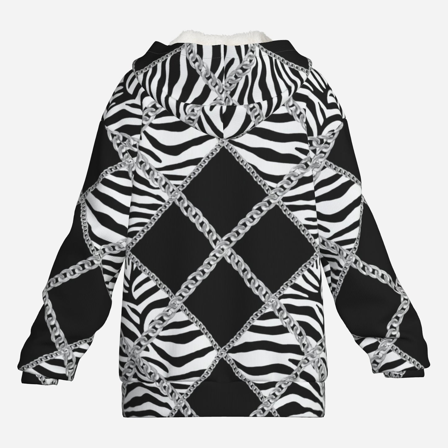 Zebra Chains Double Layer Fleece Lined Hoodie