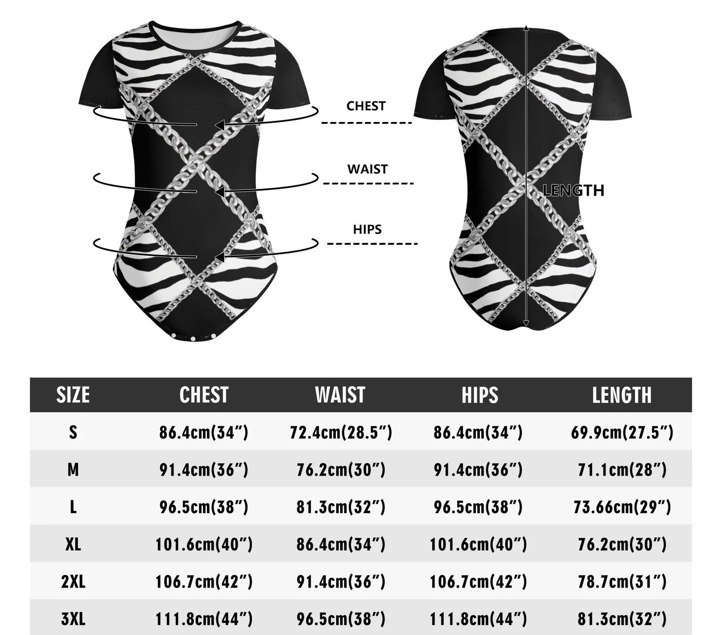 Zebra Chains Bodysuit