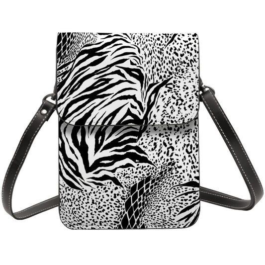 Zebra Leatherette Cell Phone Crossbody Bag