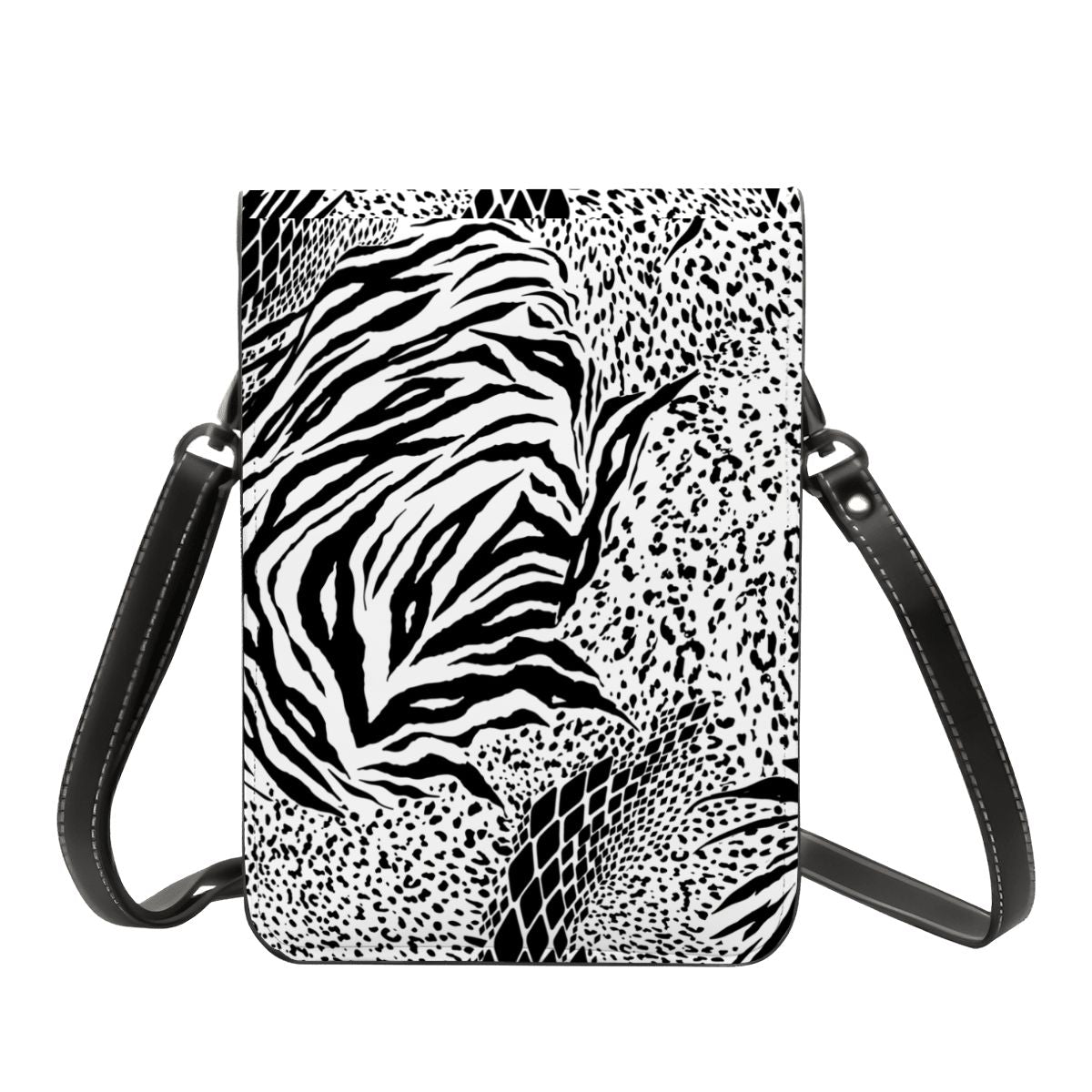 Zebra Leatherette Cell Phone Crossbody Bag