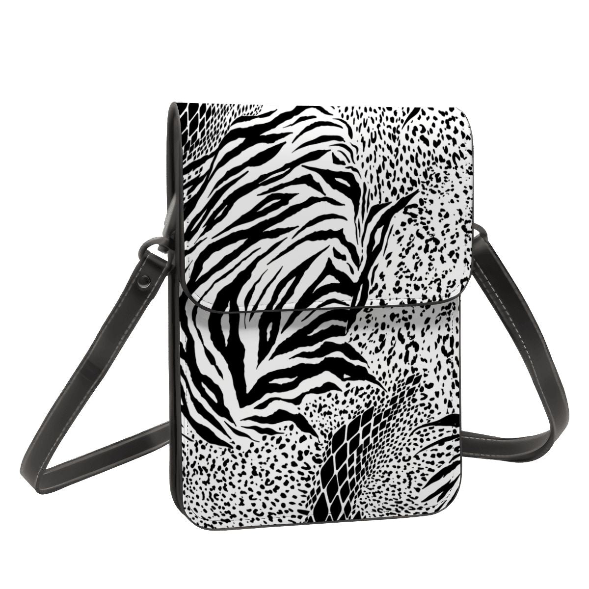 Zebra Leatherette Cell Phone Crossbody Bag