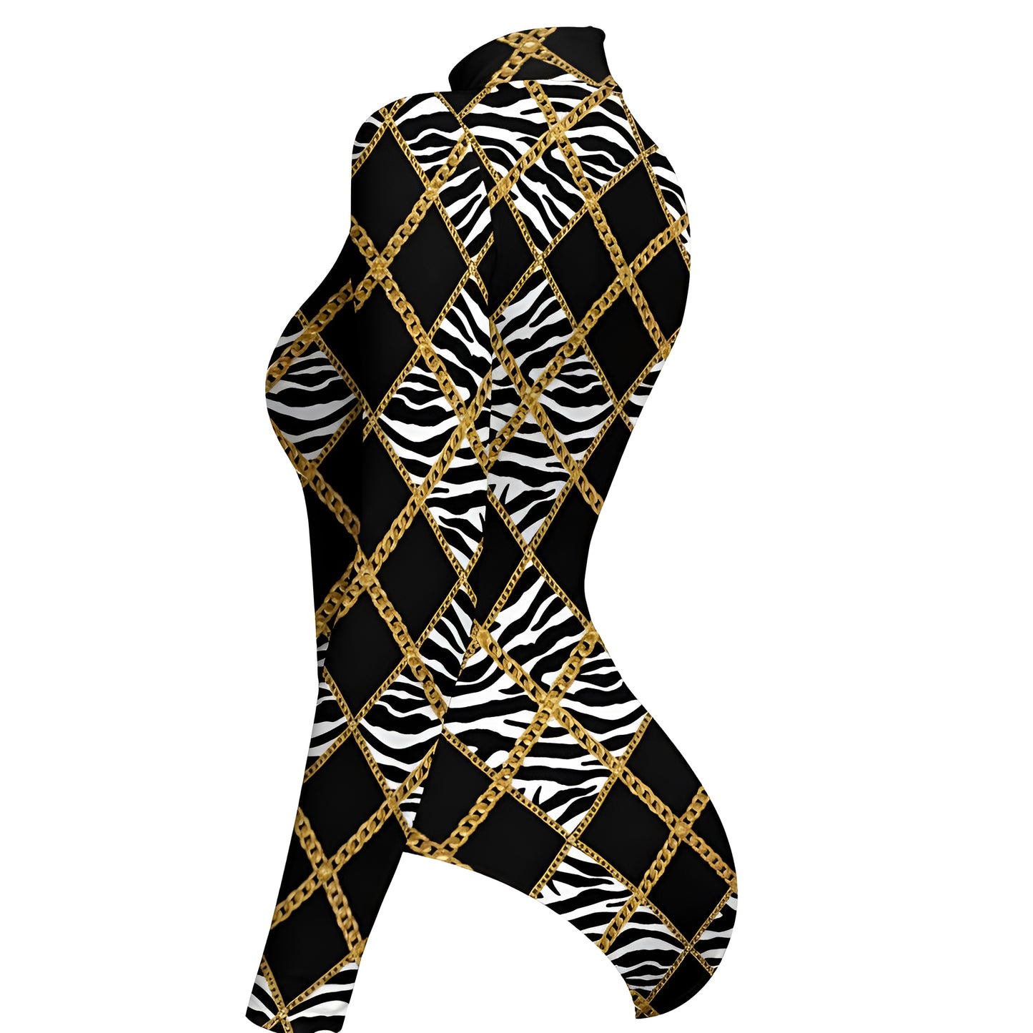 Zebra Chains High Neck Bodysuit