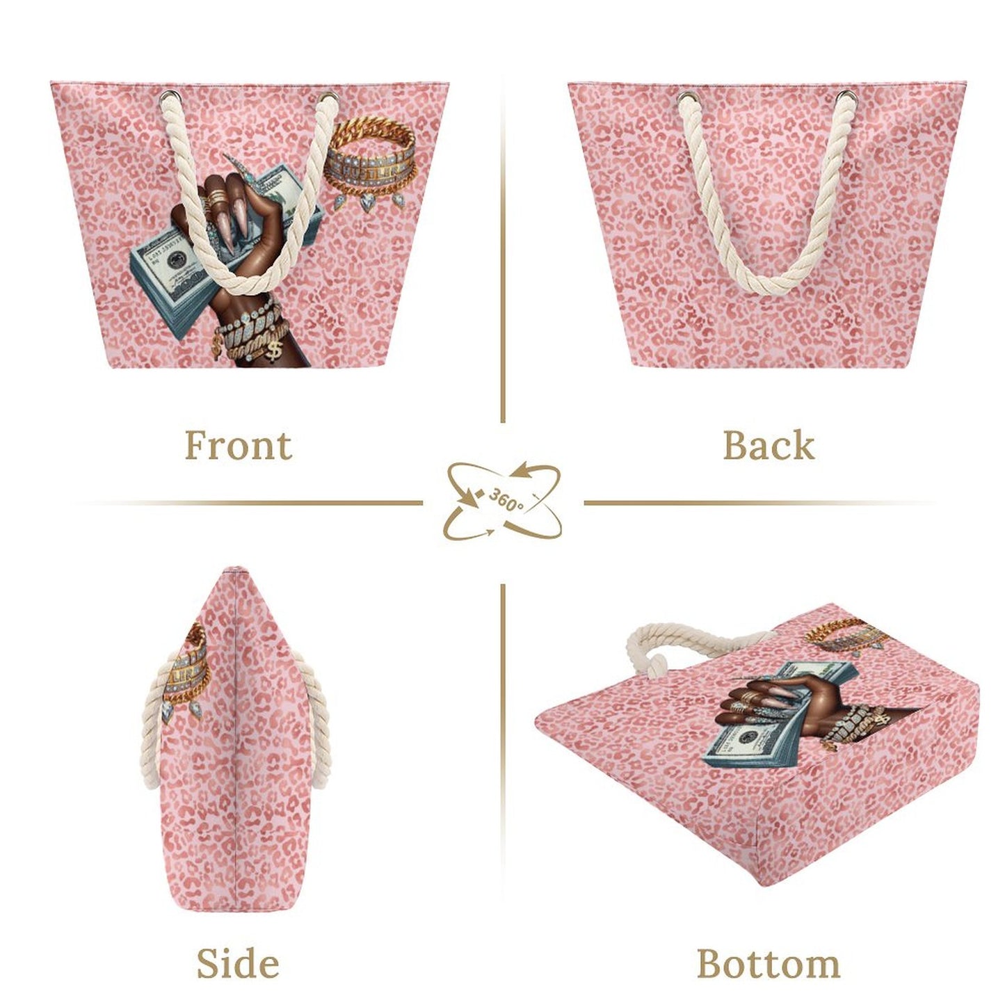 Hustle Leopards Rule Jute Tote Bag