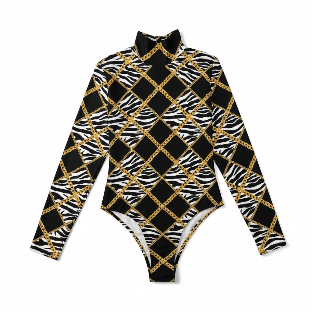 Zebra Chains High Neck Bodysuit