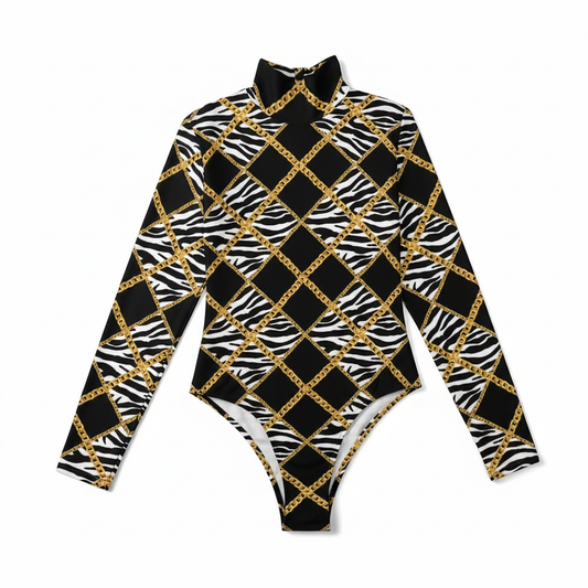 Zebra Chains High Neck Bodysuit