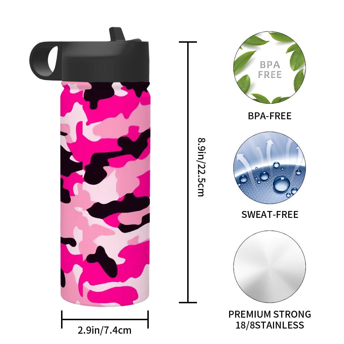 Camo Pink Stainless Steel 18 oz Tumbler