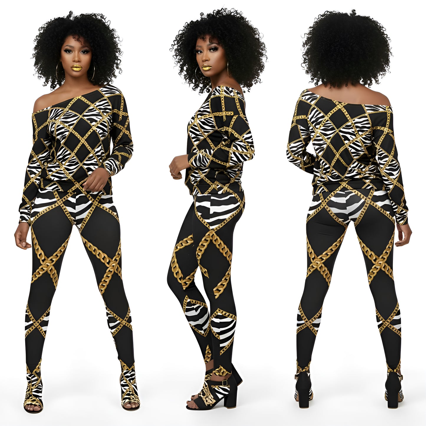 Zebra Chains Fashion Leggings