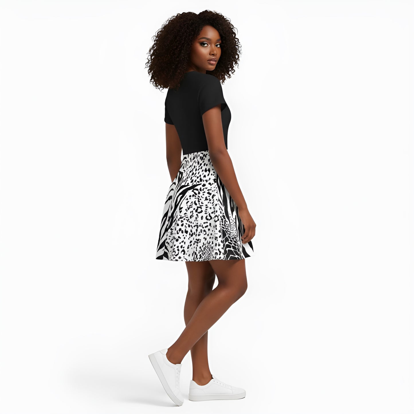 Zebra Geometric Striped T-Shirt Dress