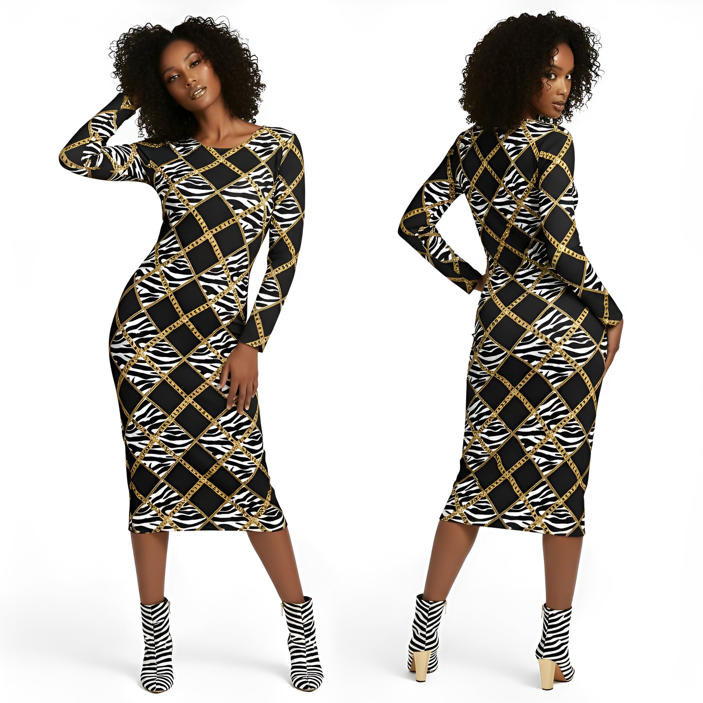 Zebra Chains Bodycon Dress