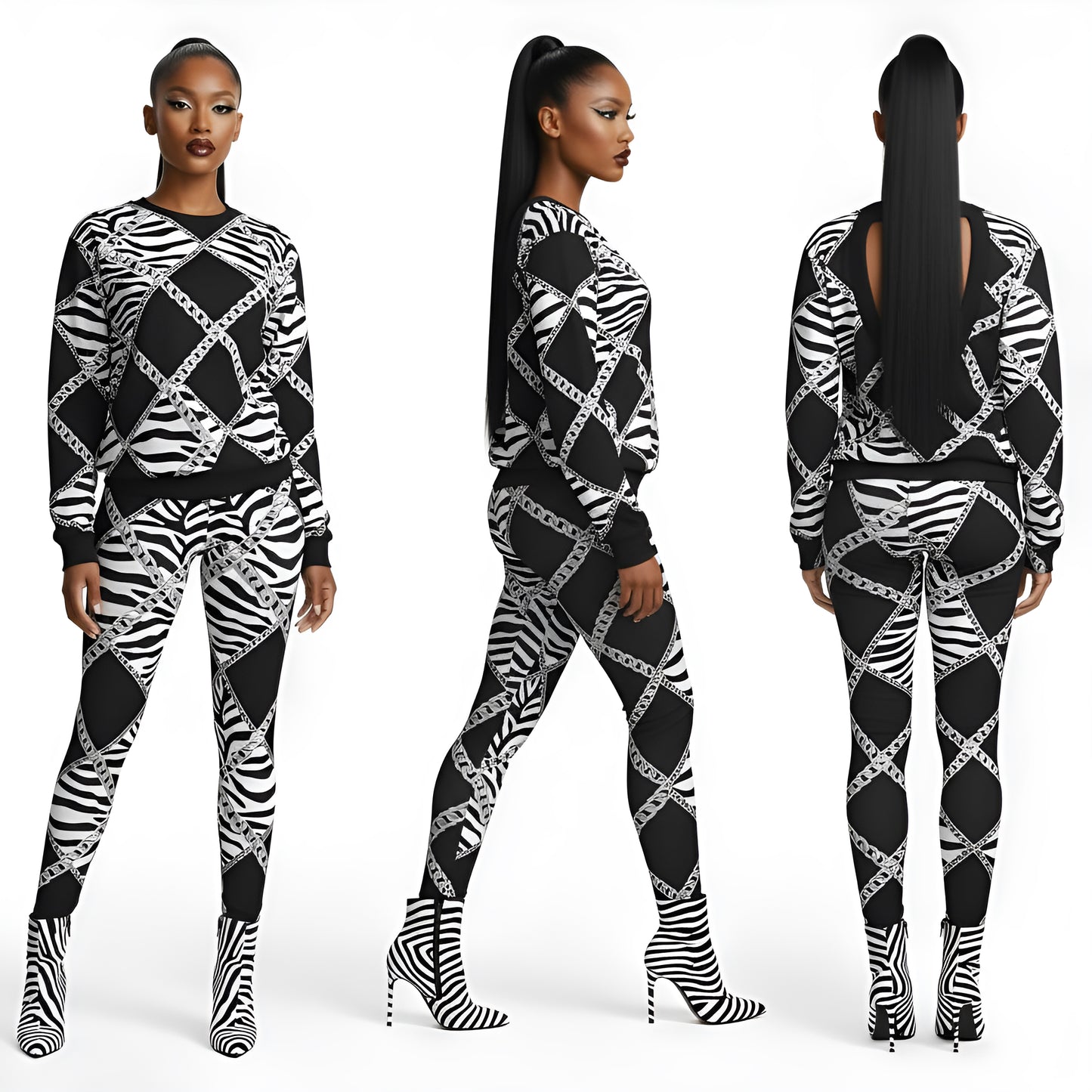 Zebra Chains V-Neck Shirt