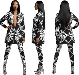 Zebra Chains Long Waist Jacket