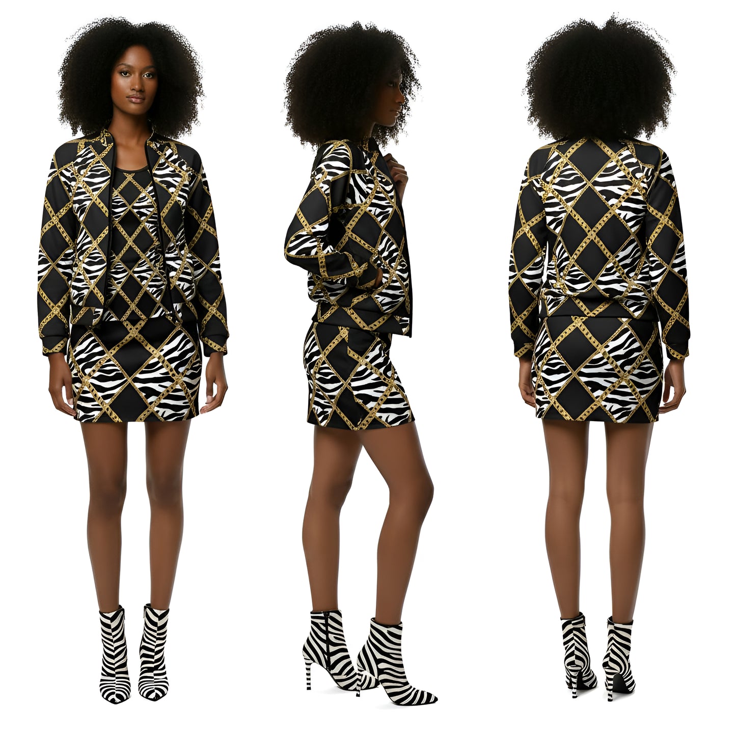 Zebra Chains Bomber Jacket