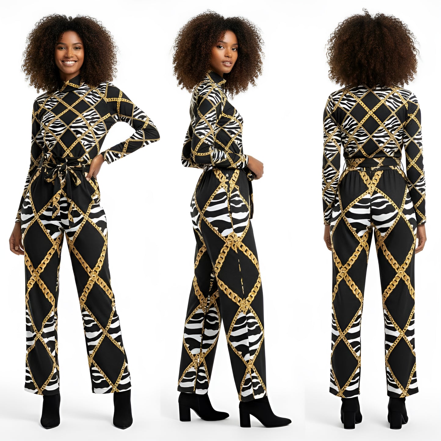 Zebra Chains High Neck Bodysuit