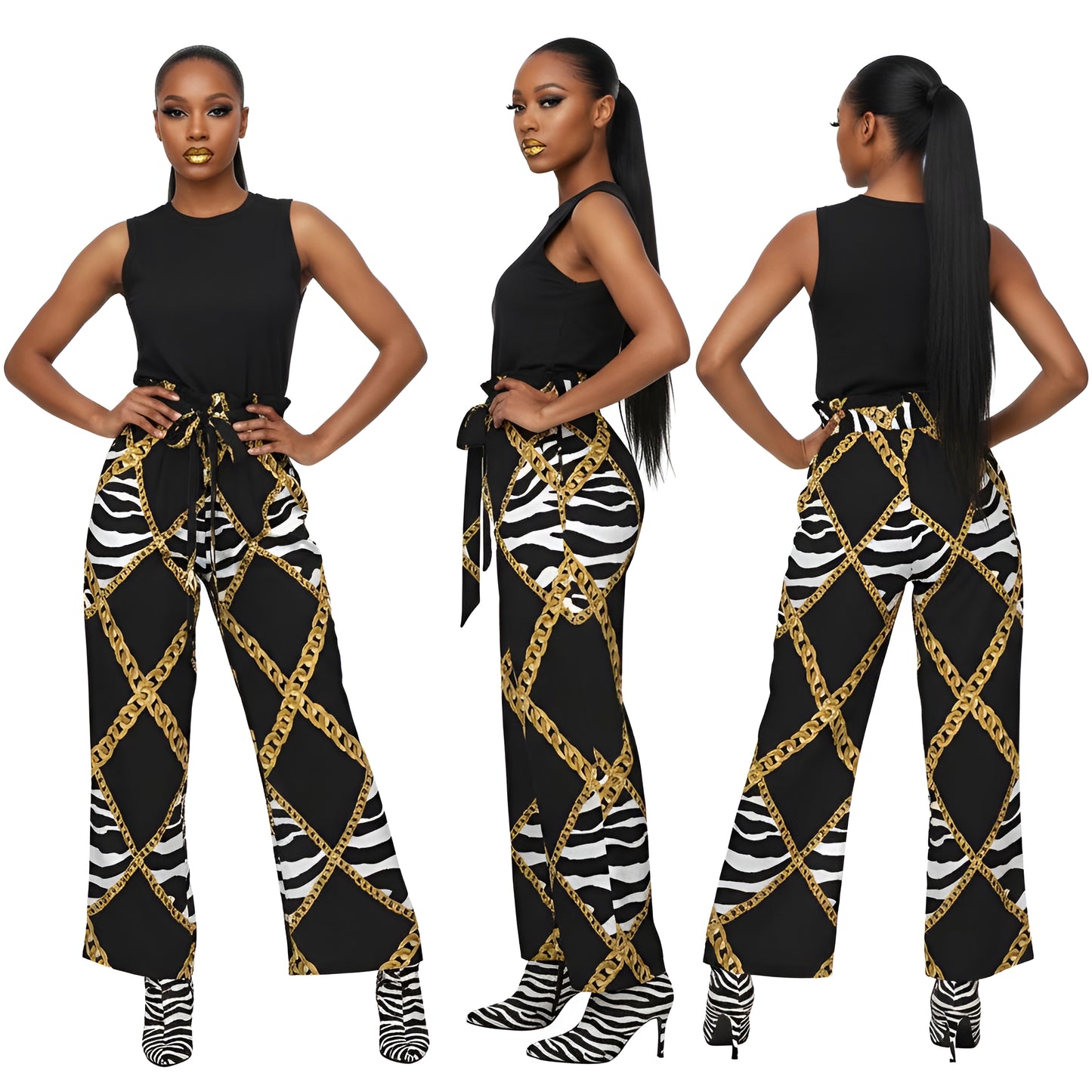 Zebra Chains Wide Leg Pants