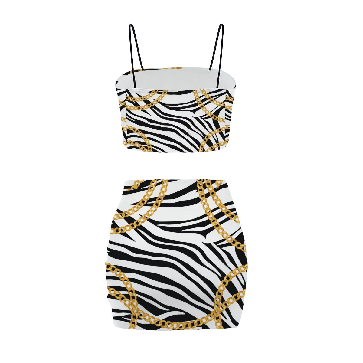 Zebra Chains Tube Crop Tank Top Mini Skirt Set