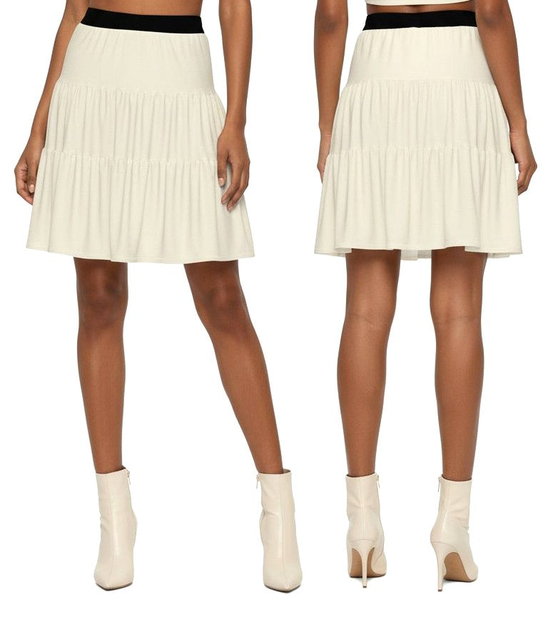 Tri-Ruffled Hem Skirt