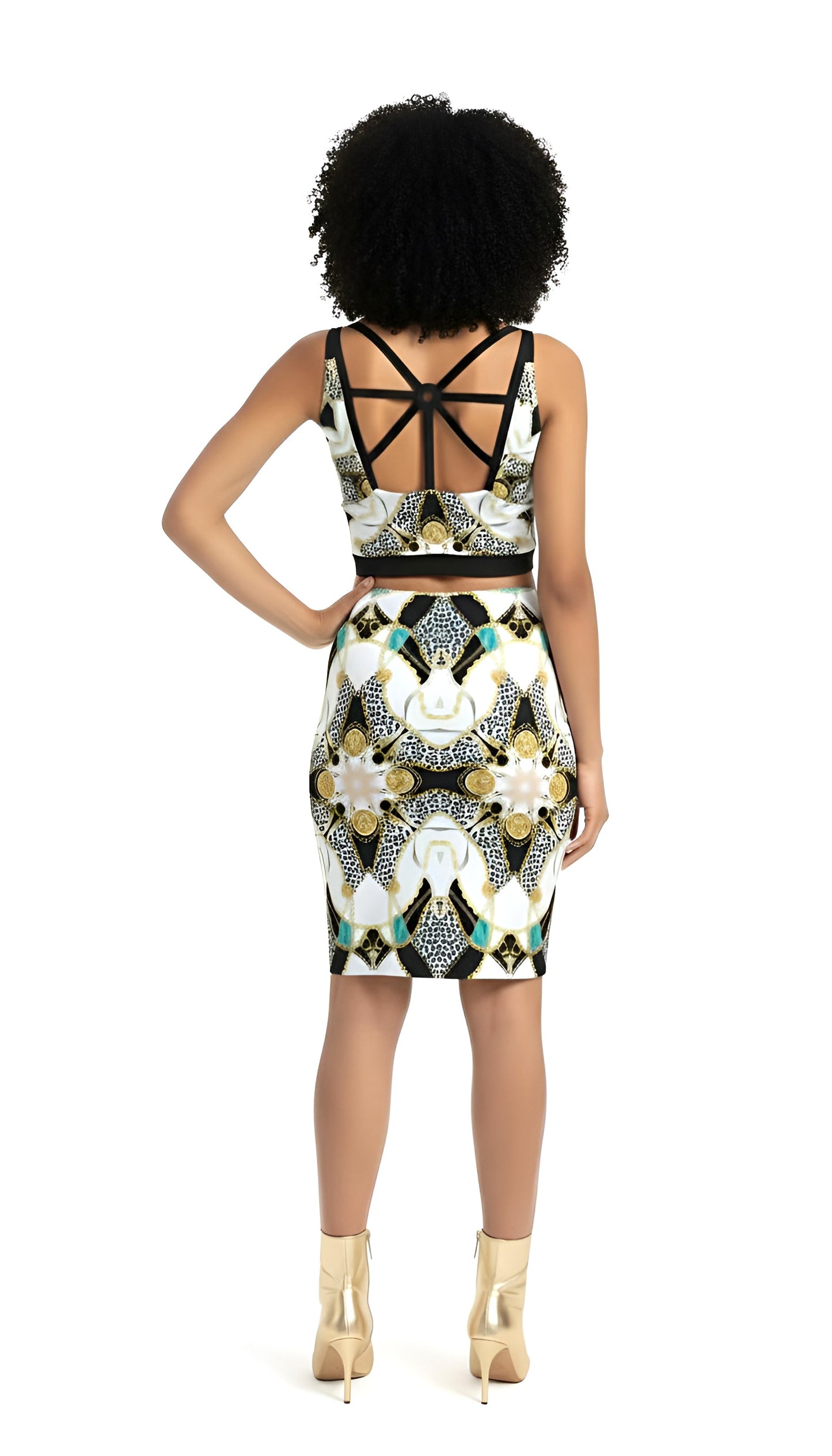 Geometric Medallion Tankini Crop Top